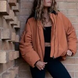 Free People Movement Outpost Bomber Jacket In Bright Cider Combo